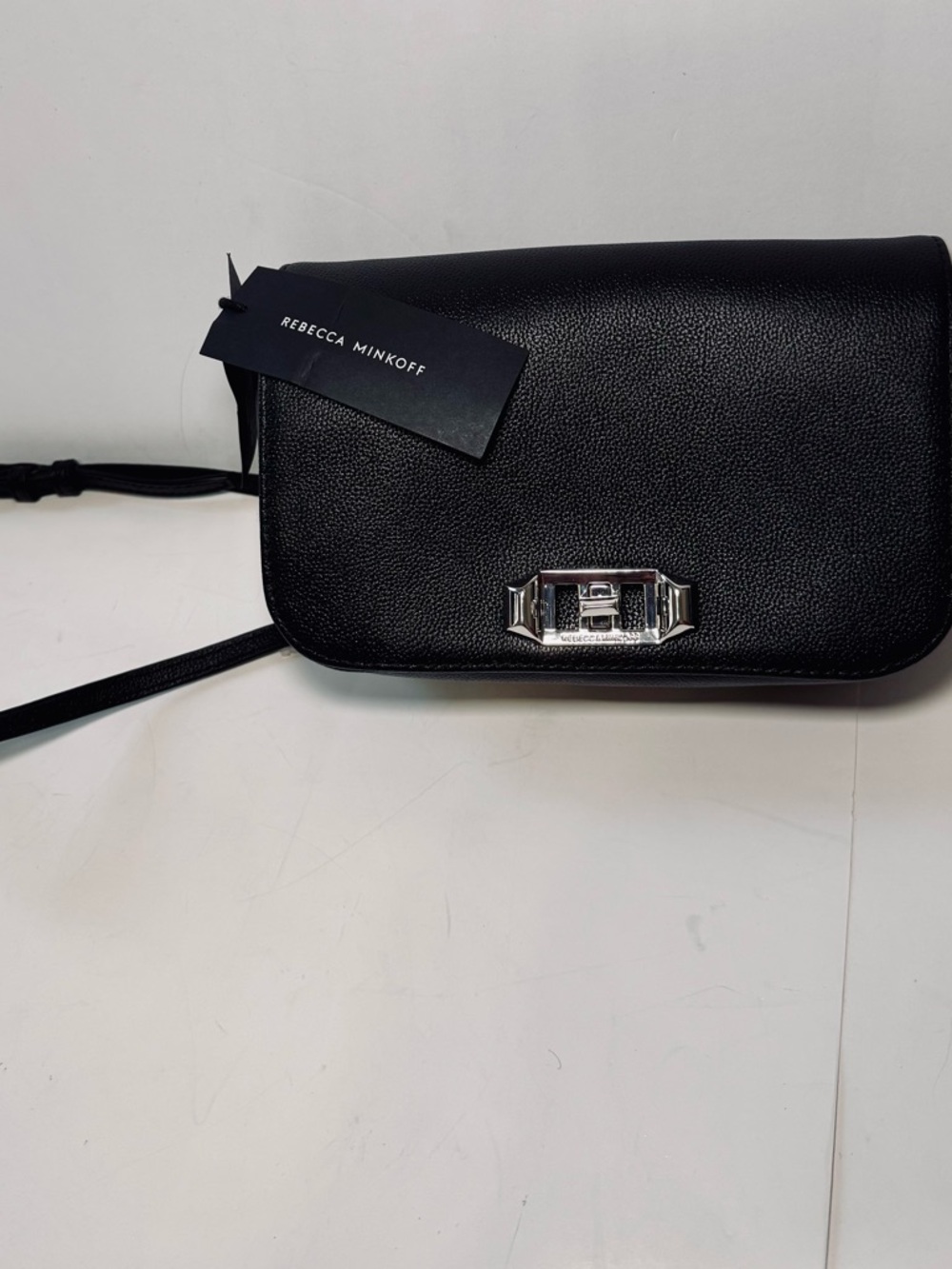 Rebecca Minkoff Amour Black Leather Crossbody Bag Flap Chain Strap